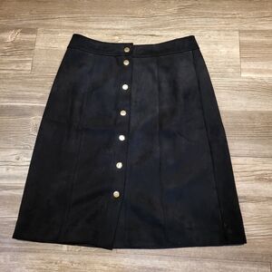 LOFT ANNE TAYLOR | Elegant Black Button-Front A-Line Skirt